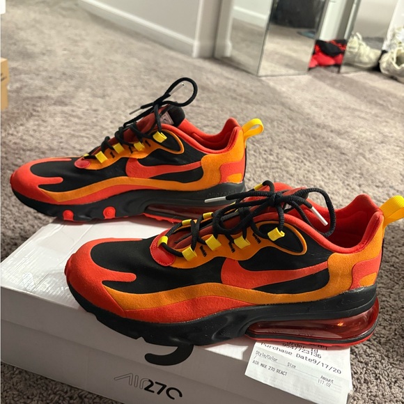 Nike Air Max 270 React - Black, Orange, and Yellow - Picture 1 of 6
